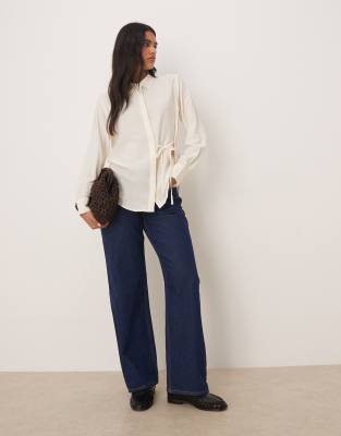 Jdy Relaxed Fit Shirt With Side Tie Detail In White