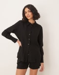 [JDY] JDY relaxed linen look shirt in black (part of a set) XL BLACK