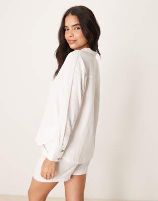 Jdy Relaxed Linen Shirt In White