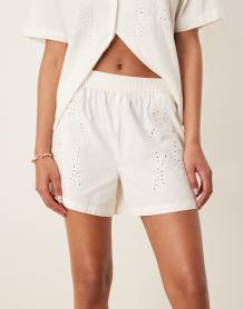 JDY embroidery loose shirt co-ord in white
