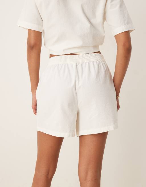 JDY relaxed pull on shorts in white eyelet - part of a set, 3 of 5