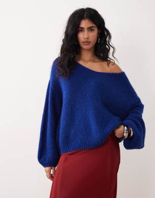 Jdy Reversible Pullover Knit Sweater In Blue