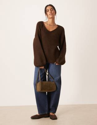 Jdy Reversible Pullover Knit Sweater In Brown