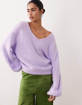 Jdy Reversible Pullover Knit Sweater In Purple