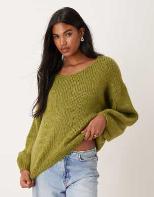 JDY reversible pullover knitted jumper in green