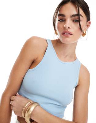 Jdy Ribbed Cropped Tank Top In Light Blue