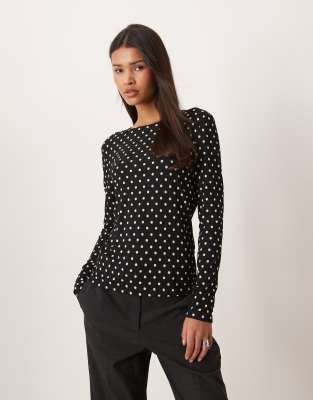 Jdy Ribbed Long Sleeve Top In Black