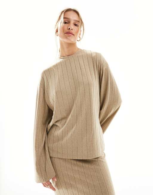 JDY ribbed sweater in beige - part of a set