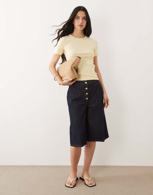 JDY ribbed t-shirt in pastel yellow, 2 of 4