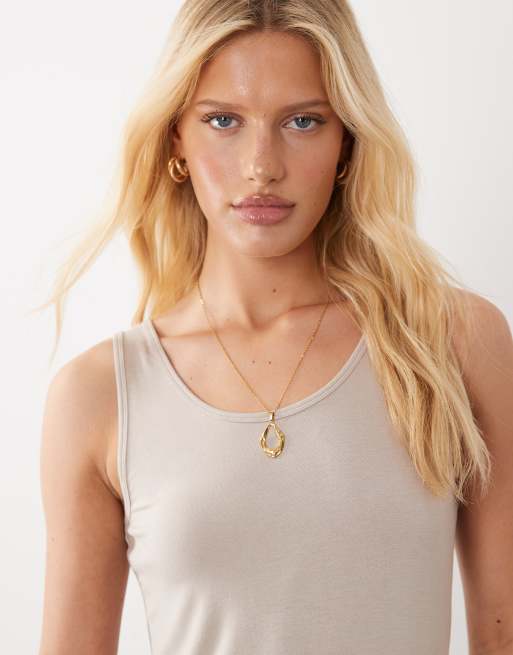JDY ribbed tank top in stone, 2 of 4