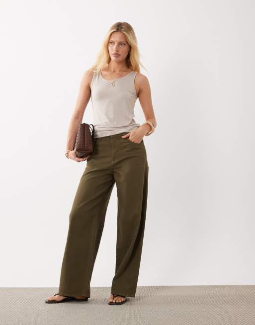JDY ribbed tank top in stone, 3 of 4