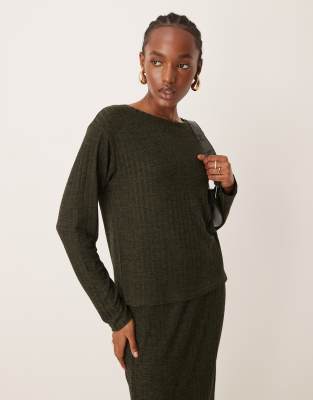 JDY ribbed top in khaki (part of a set)