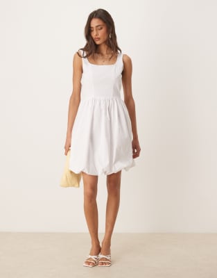 JDY - Robe courte à ourlet boule - Blanc