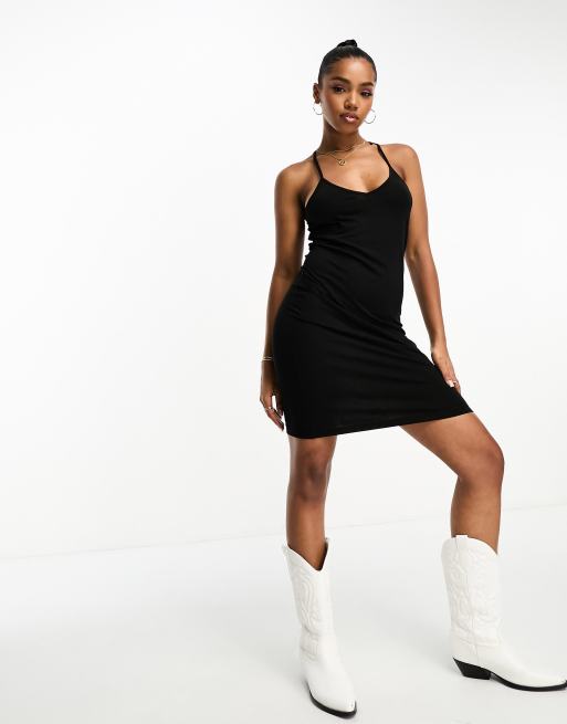JDY - Robe courte croisée dans le dos - Noir
