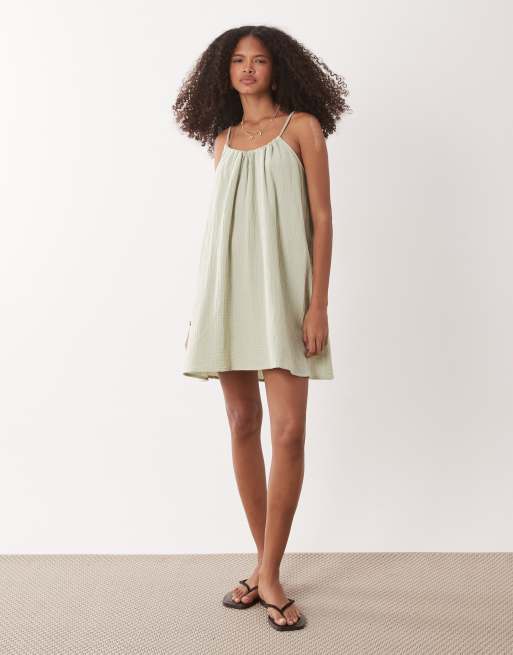 JDY - Robe courte sans manches en gaze - Sauge, 2 de 4