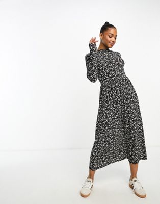 JDY maxi dress in black and white ditsy floral - ASOS Price Checker