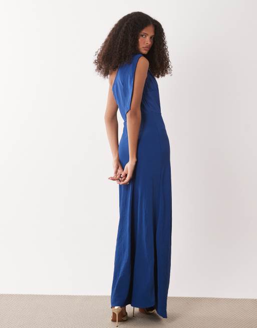 JDY - Robe longue et asymétrique à finition métallique dorée - Bleu marine, 2 de 4