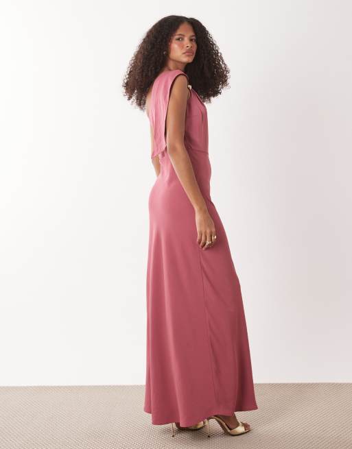 JDY - Robe longue et asymétrique à finition métallique dorée - Rose poudré, 4 de 4