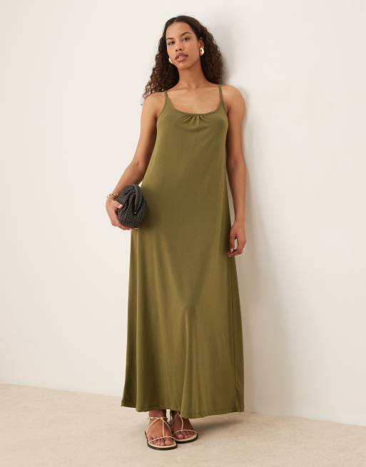 JDY - Robe longue nouée dans le dos - Vert olive