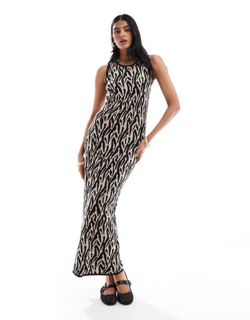 JDY - Robe longue sans manches en maille - Imprimé animal