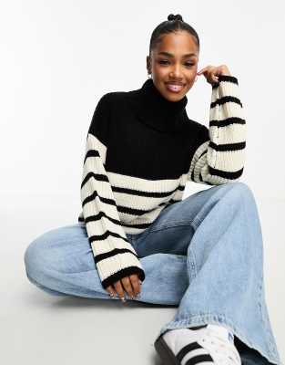 Jdy Roll Neck Sweater In Black