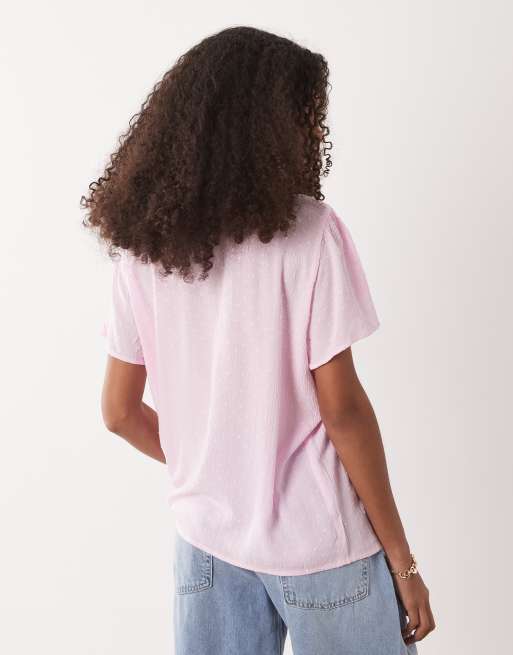 JDY – Rosa blus i broderie anglaise med knytdetalj, 4 av 4