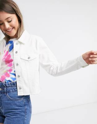 raw hem cropped denim jacket