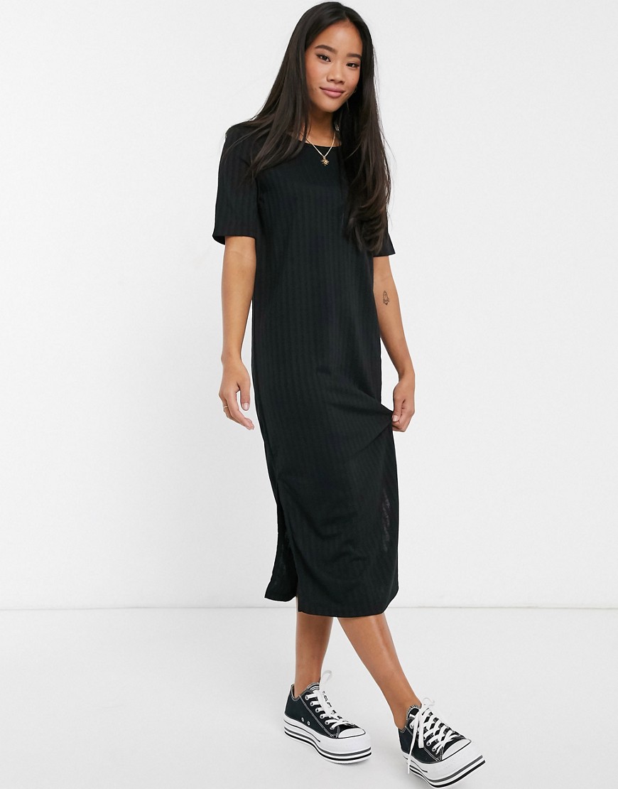 JDY Rosie short sleeve midi dress with side split-Black