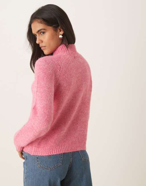 JDY – Różowy teksturowany sweter z golfem, 4 z 4
