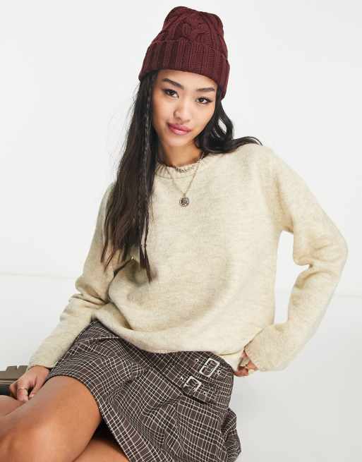 Beige fine knit on sale jumper