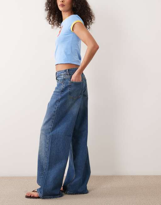 JDY - Ruby - Jeans met wijde pijpen en halfhoge taille in vervaagd middenblauw denim, 2 van 5