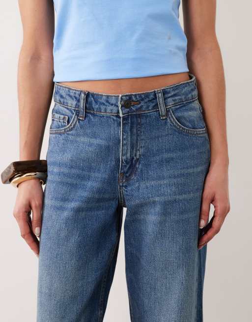 JDY - Ruby - Jeans met wijde pijpen en halfhoge taille in vervaagd middenblauw denim, 4 van 5
