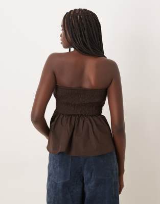 Jdy Ruched Detail Bandeau Corset Top In Black