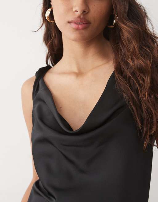 JDY Satin-Maxikleid mit Wasserfallausschnitt in Anthrazit, 3 von 4