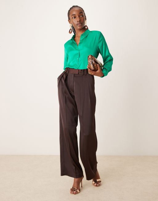 JDY satin shirt in green, 2 of 4