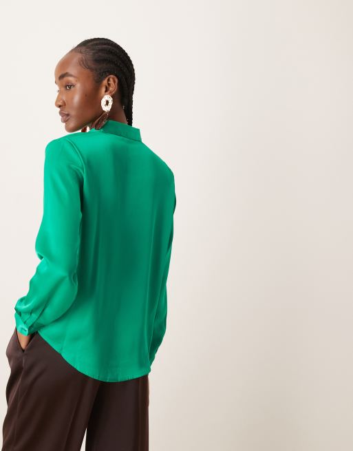 JDY satin shirt in green, 3 of 4