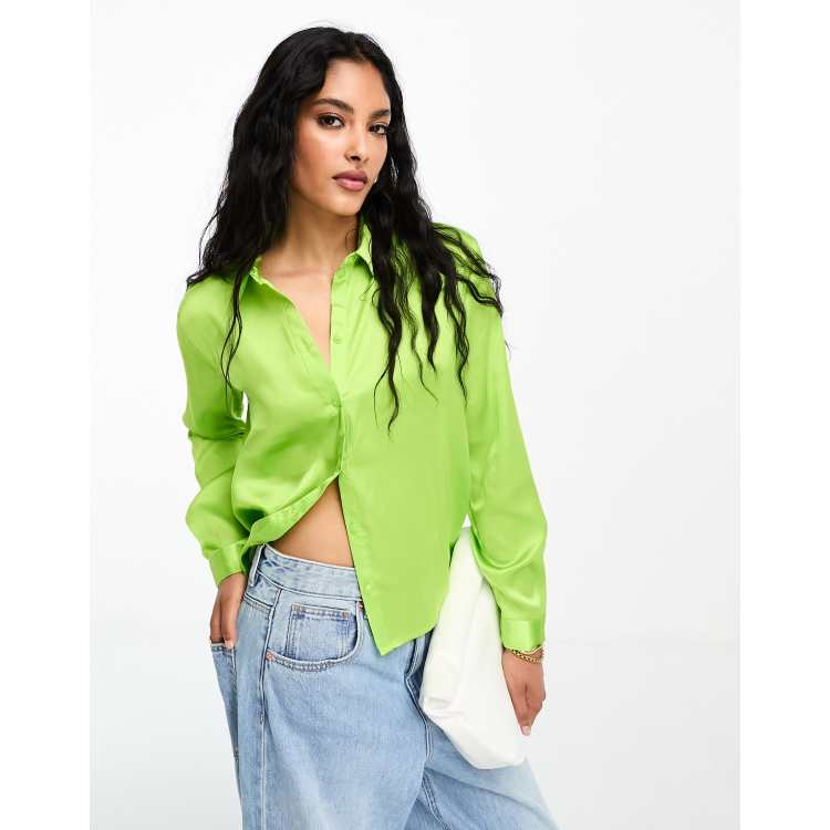 Lime green shop button up shirt