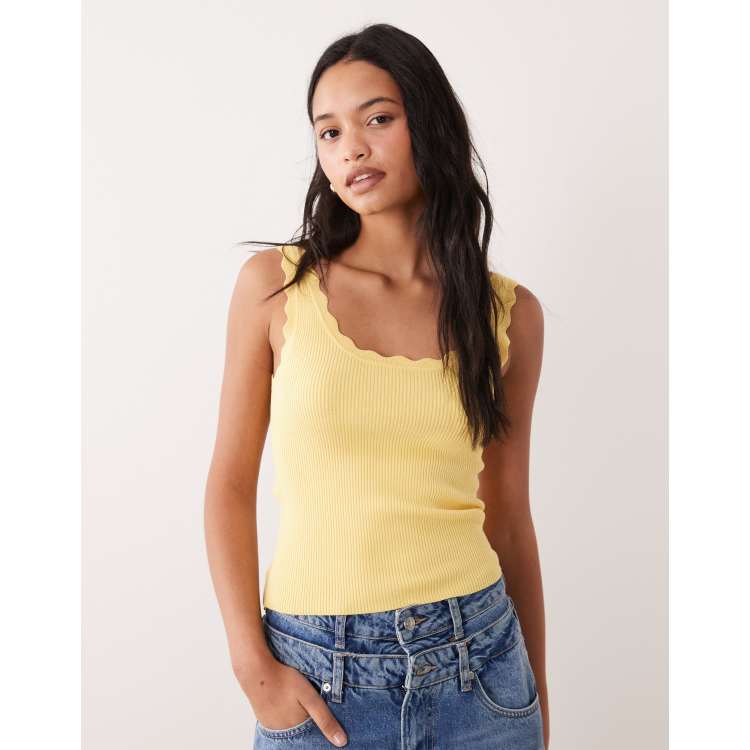 トップス didiy JDY scallop edge knit tank top in yellow | ASOS