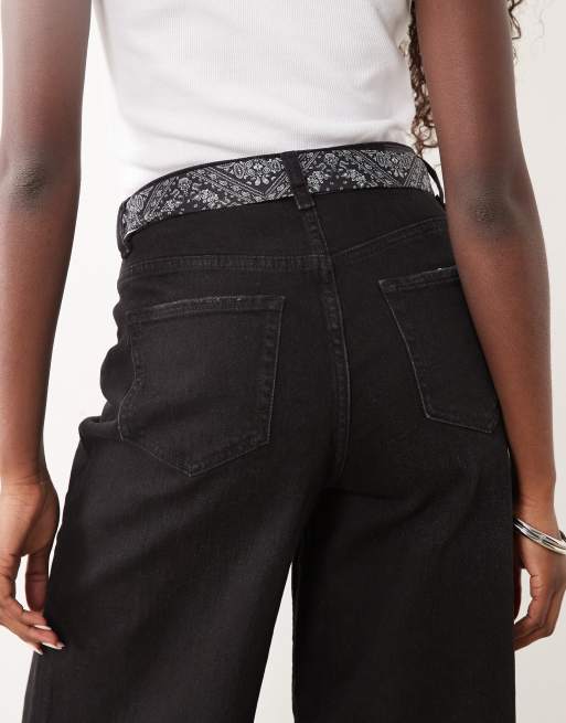 JDY scarf detail wide leg jeans in black, 4 of 5