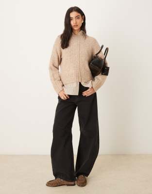 Jdy Seam Detailing Knit Jumper In Neutral