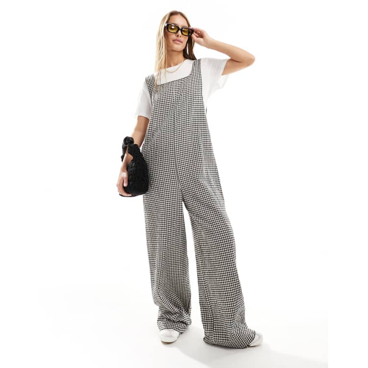 JDY seersucker jumpsuit in black check | ASOS