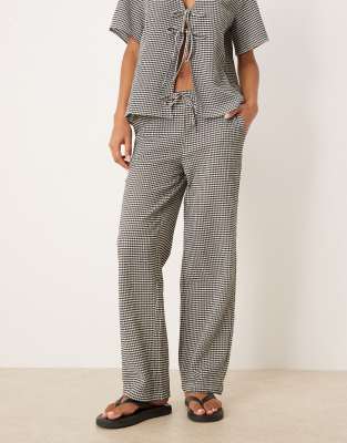 JDY JDY seersucker wide leg trousers co-ord in black gingham