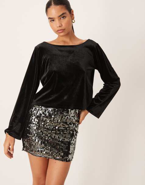 JDY sequin mini skirt in gunmetal - view 1