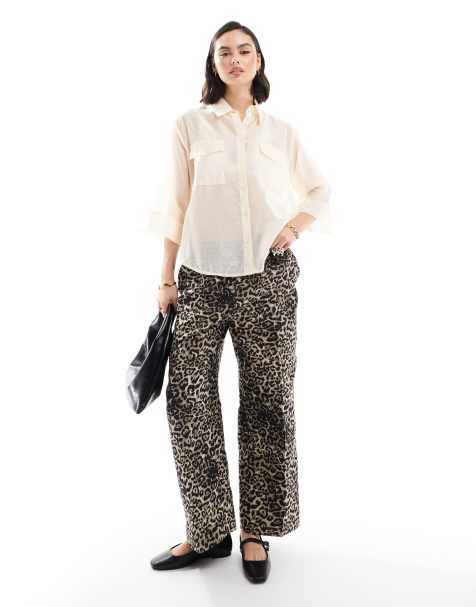 JDY sheer 3/4 length sleeve shirt in cream - view 1