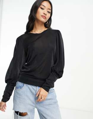 JDY sheer metallic top in black