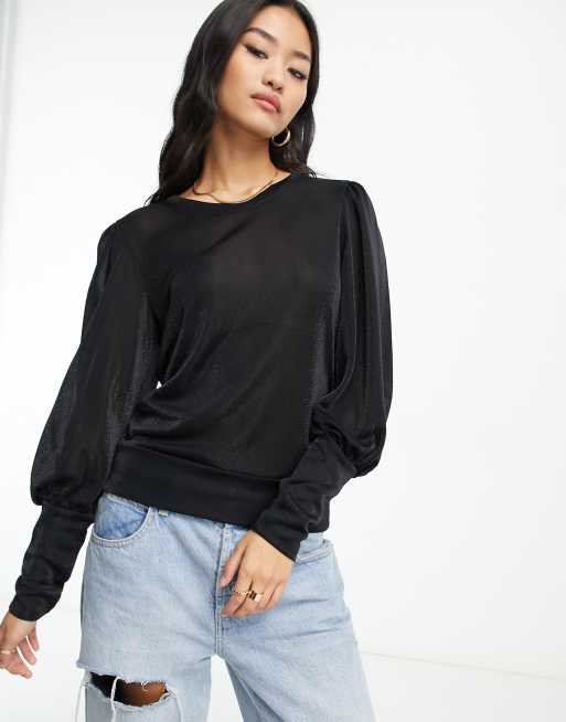 Sheer store metallic top