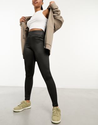 shiny disco leggings in black