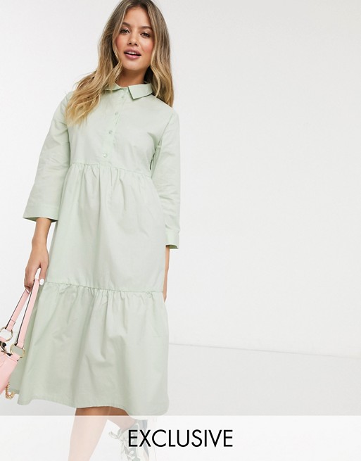 JDY shirt dress with 3/4 sleeve in mint