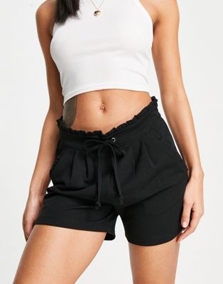 JDY paperbag waist tailored shorts in black - ASOS Price Checker