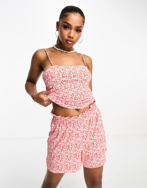 Short rouge taille haute clearance